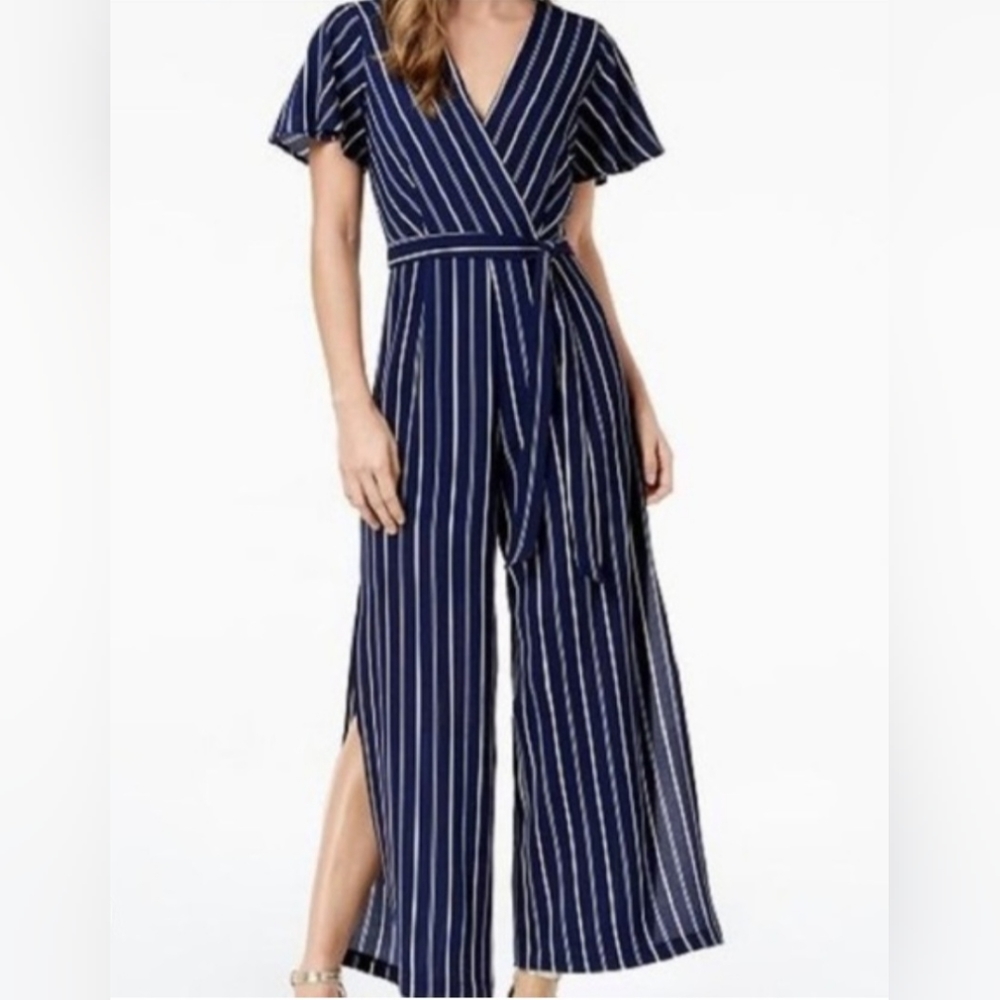 Monteau Black and Whits Stripe Jumpsuit